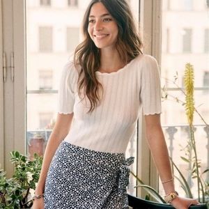 NWT Sezane Romy Ivory T Shirt Top NWT